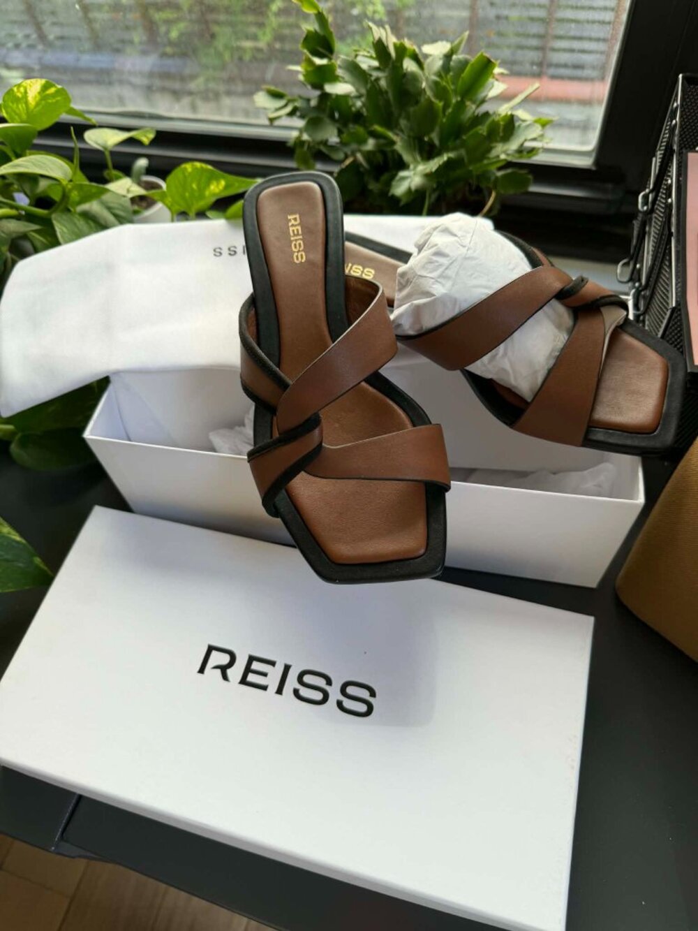 REISS Women's Clara Flat Slide Sandals Size 36